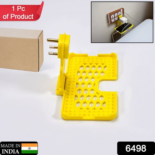 6498 Multi-Purpose Wall Holder Stand for Charging Mobile Just Fit in Socket and Hang (Yellow)